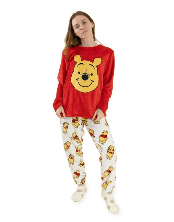 Winnie the Pooh Womens Red Bear Long Sleeve Long Leg Pyjama Set