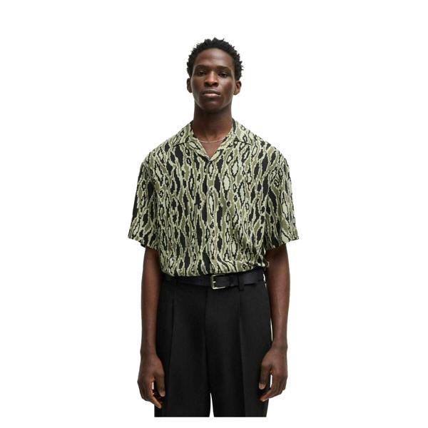 Hugo Mens Abstract Regular Short-Sleeved Shirt - Green - 
