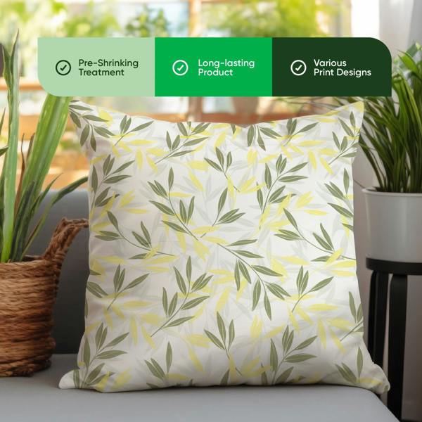 Gardenwize Pair of Outdoor Scatter Cushions - Green/Grey Leaf Design