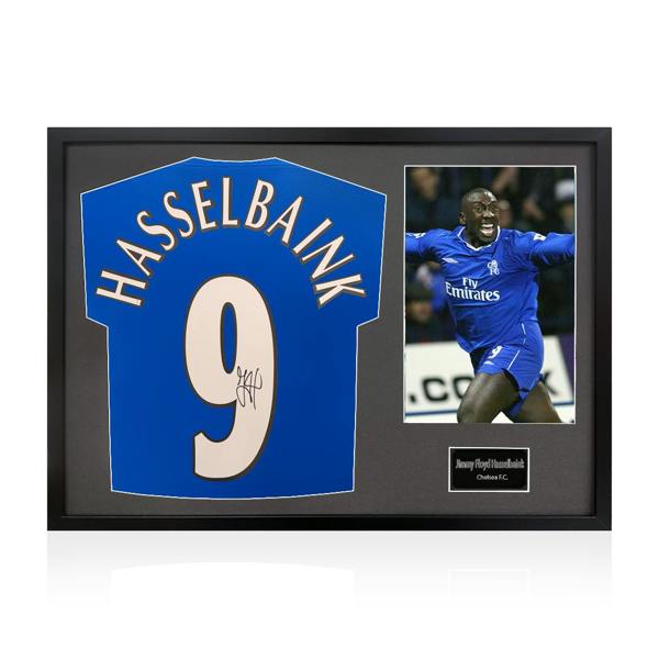 Jimmy Floyd Hasselbaink Signed Chelsea Shirt Classic Frame