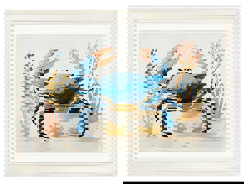 Exceptional Art Pastel Shoreline Lobster & Crab - Cream Hurstwood Frame