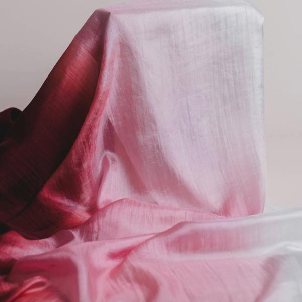 Burgundy Ombre Silk Scarf – Hand-Dyed Mulberry Silk, Wedding Guest & Evening Wrap