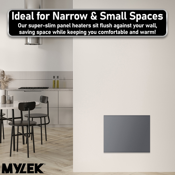 MYLEK Electric Radiator Panel Heater Grey WIFI Smart APP Eco 1000W Bathroom Safe Wall Mounted Timer Thermostat