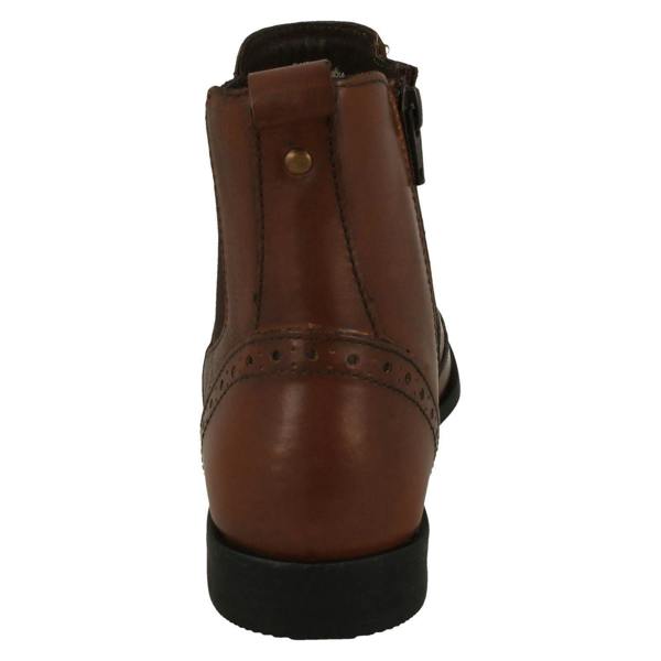 Leather Collection Ladies Leather Collection Brogue Detailed Chelsea Boots F4455