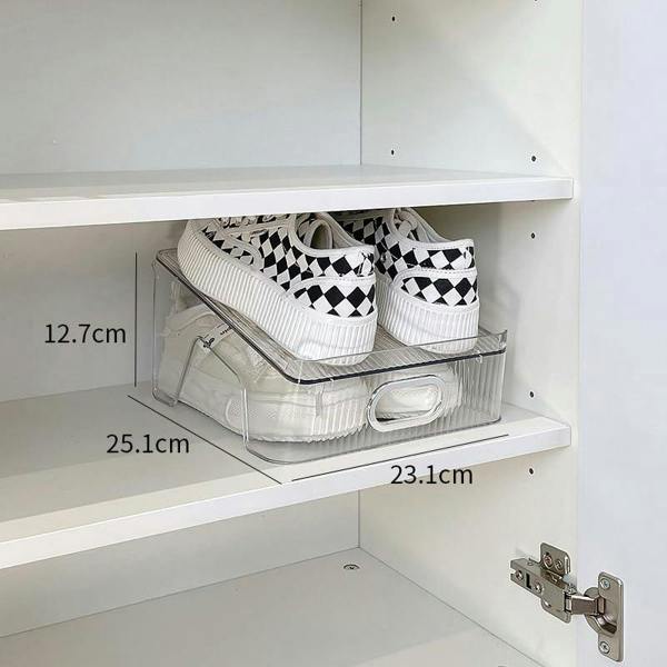 HYGRAD BUILT TO SURVIVE Double Layer Shoe Rack Slots Organizer 25 X 23 X 12.7cm Transparent Plastic Shoe Holder Wardrobe Storage