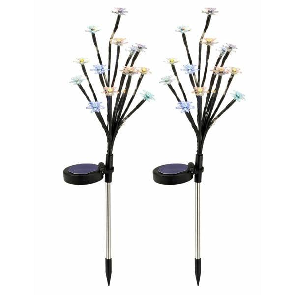 Gardenwize Pack of 2 Solar Stake Lights – Flower Tree LED Lights