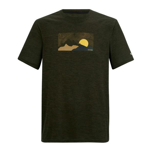 Regatta Mens Fingal Landscape T-Shirt - Dark Khaki Marl - 