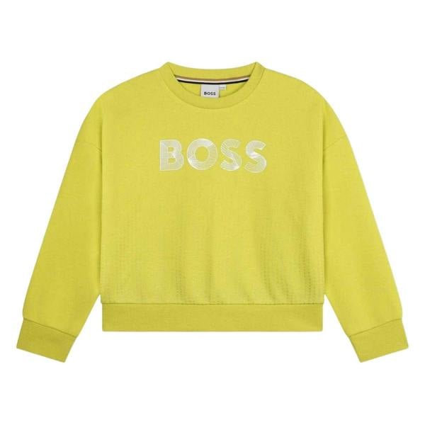 Boss Childrens/Kids Logo Crew Neck Relaxed Fit Sweatshirt - Lime - 