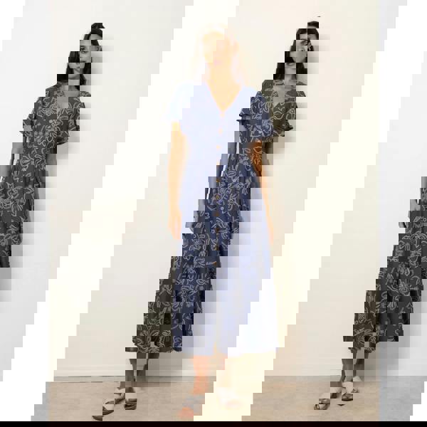 Blue Vanilla Button Front Midi Dress