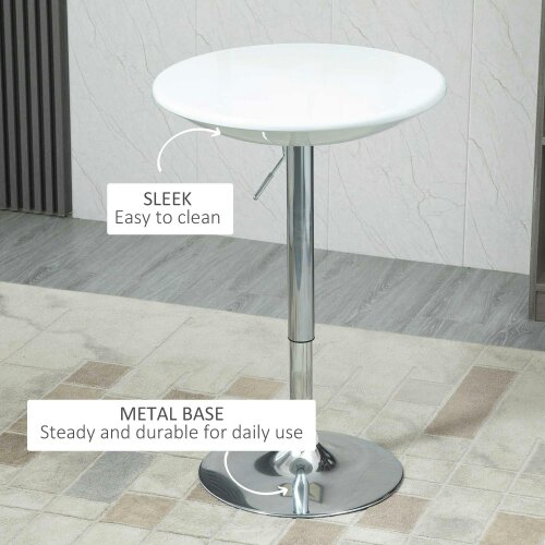 Wyld Haus Nisapa Metal White Adjustable Round Bar Table With Swivel Top And Steel Base