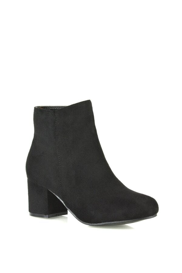 XY LONDON Mid Block Heel Zip Up Ankle Boots
