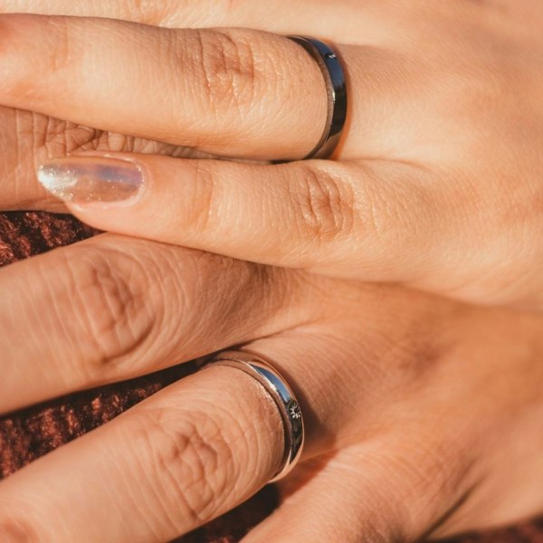 The Colourful Aura Adjustable Sterling Silver Couple Moon and Sun Promise Ring set