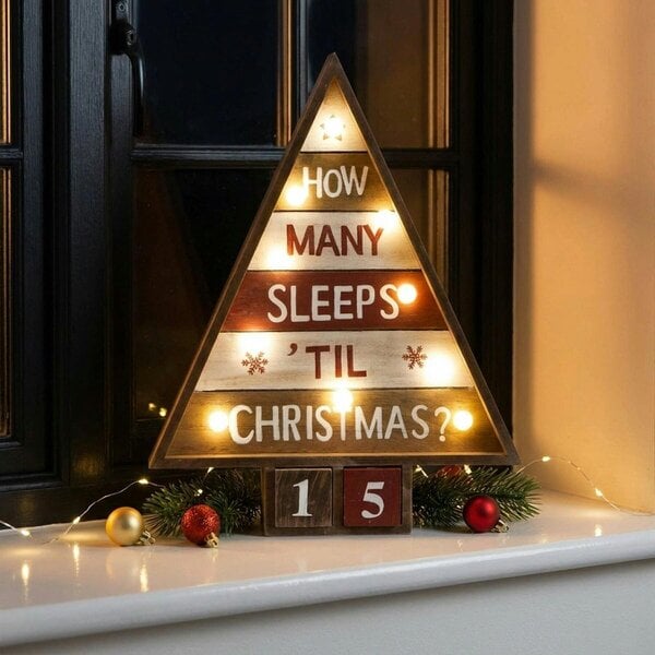 Garden Greatness Lit Wooden Christmas Advent Countdown Tree