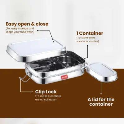 SS Utensils - Stylo SS Lunch Box with Vatti - Small