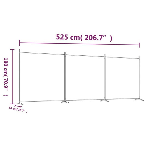 Berkfield 3-Panel Room Divider Black 525x180 cm Fabric