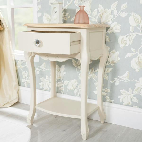 Statement Furniture Juliette Vintage Chic 1 Drawer Bedside Table with Crystal Handle