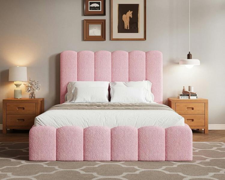 Groundlevel Kingsley Boucle Upholstered Gas Lift Ottoman Bed Frame