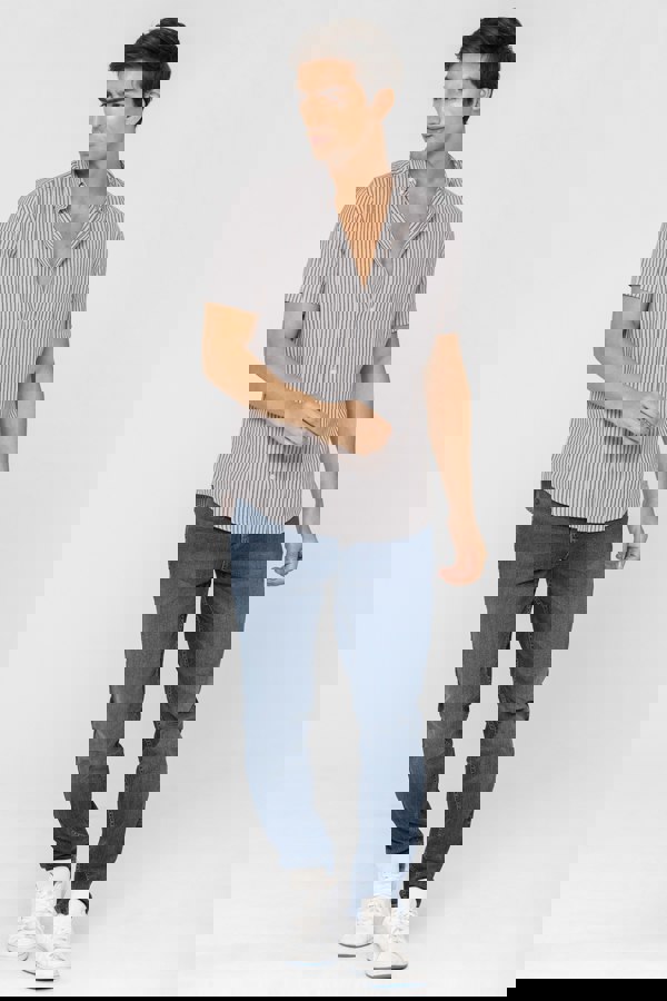 ENORSIA Men's Stripe Short Sleeve Shirt