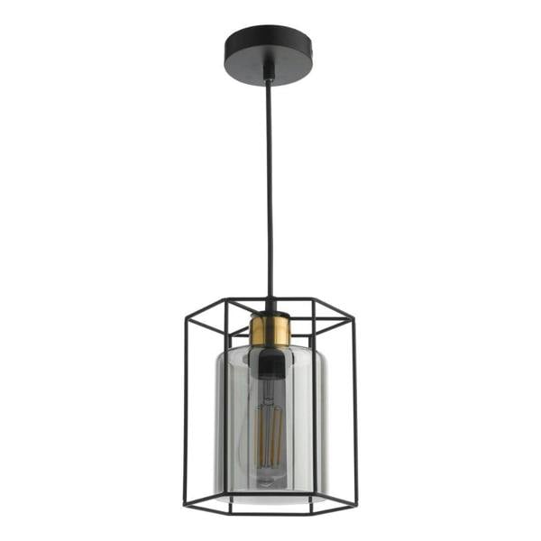 Pagazzi Lighting Sabrina 1 Light Black and Smoked Glass Pendant Ceiling Light