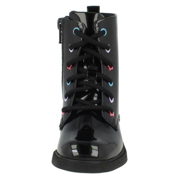 Clarks Girls Clarks Square Toe Patent Military Style Boots Oaklyn Charm