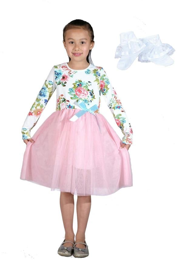 Cinda Floral Dress and Lace Socks