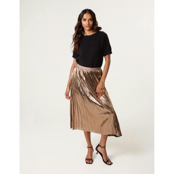 Blue Vanilla Metallic Pleated Tulle Skirt