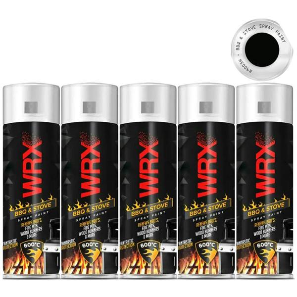 WRX 5X WRX Matt Black High Temperatures Bbq & Stove Spray Paint 400ml