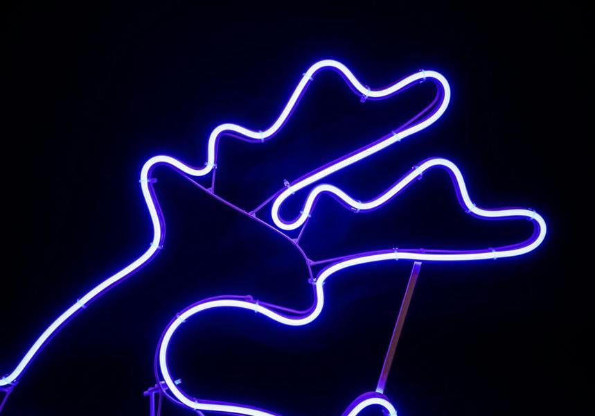 Jumping Reindeer Blue LED Rope Light Silhouette for Indoor and Outdoor Christmas Displays image 1
