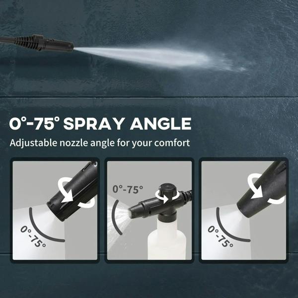 Adjustable spray gun nozzle with misting water jet from pressure washer