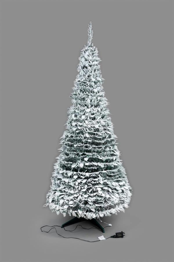 4ft to 6ft Pre-Lit Flocked Pop Up Christmas Tree with Warm White LED Lights image 7