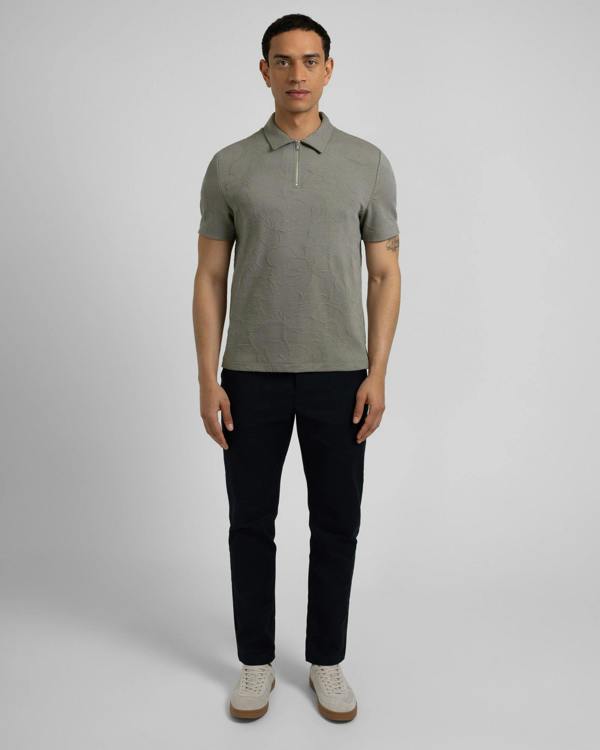 Steel & Jelly Adwell - Linear Floral Jacquard Polo Shirt