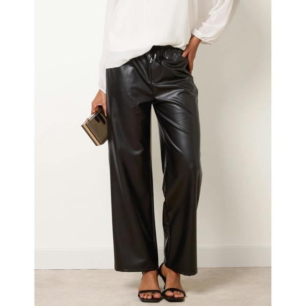 Blue Vanilla PU Wide Leg Trousers