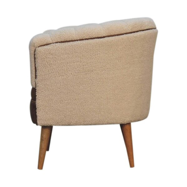 Wyld Haus Olbia Cream Boucle and Buffalo Leather Armchair