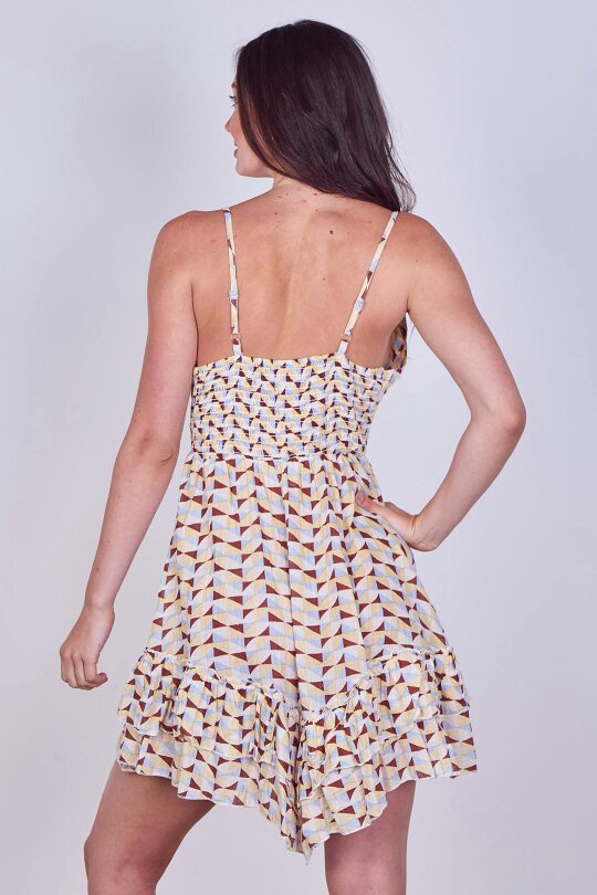 Boho Printed Cotton Mini Dress – Lightweight Summer Strappy Dress