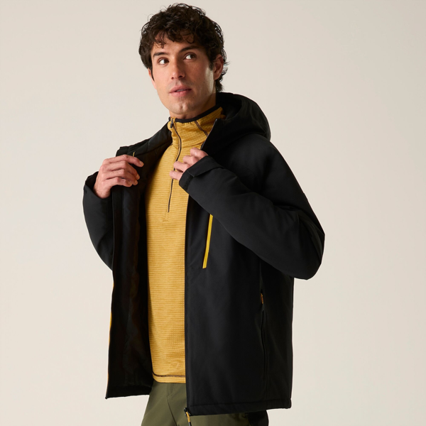 Regatta Mens Highton Two Tone Waterproof Stretch Insulated Jacket - Black/Sunset