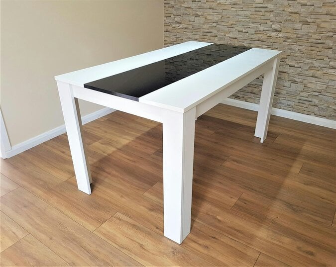 Kosy Koala Dining Table Wood Kitchen Place for 4 Seats, Dining Table Only (White and Black H 75 x L 117 x W 77 cm)