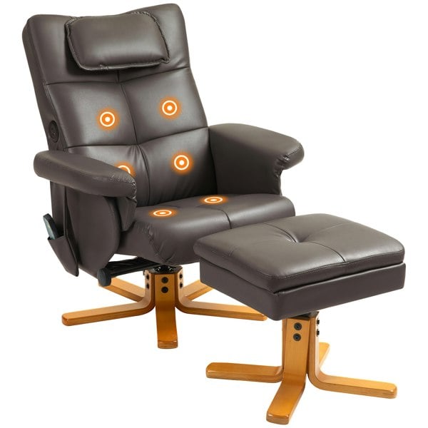 Massage Recliner Chair with Ottoman Set