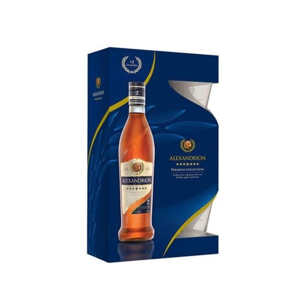 Alexandrion 7* Romanian Brandy 70cl Gift Set with 2 Glasses