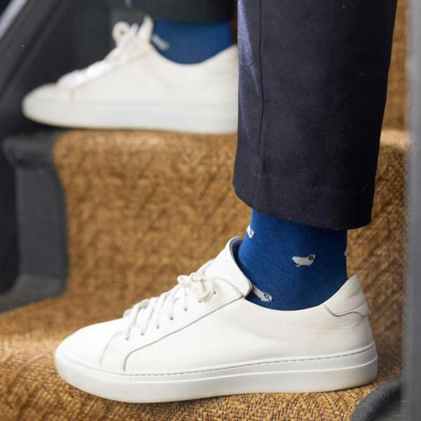 SWOLE PANDA Sheep Bamboo Socks, Navy