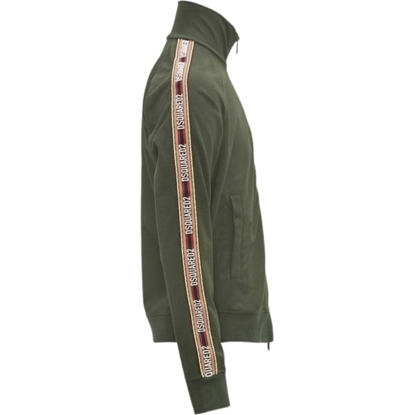 Dsquared2 Taped Sleeves Military Green Zip-Up Sweatshirt M