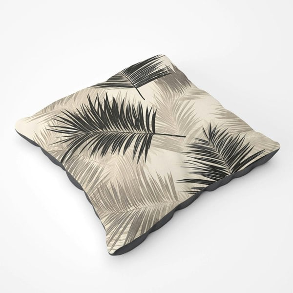 Warren Reed Black And White Tropical Palm Leaves Floor Cushion