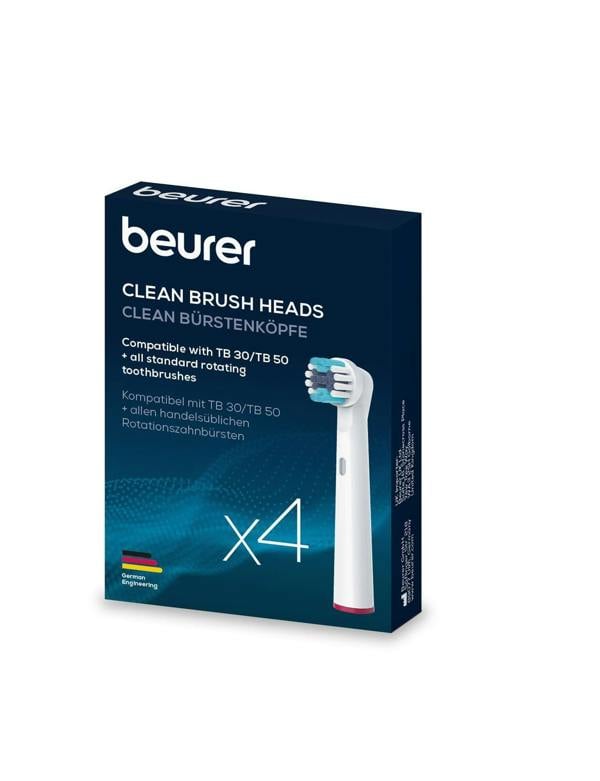 Beurer TB30/TB50 Spare Brush Heads - Clean 4pk