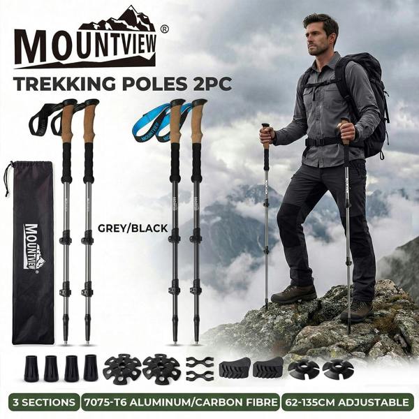 Mountview Trekking Poles Lightweight Walking Poles Hiking Sticks with Cork Grips