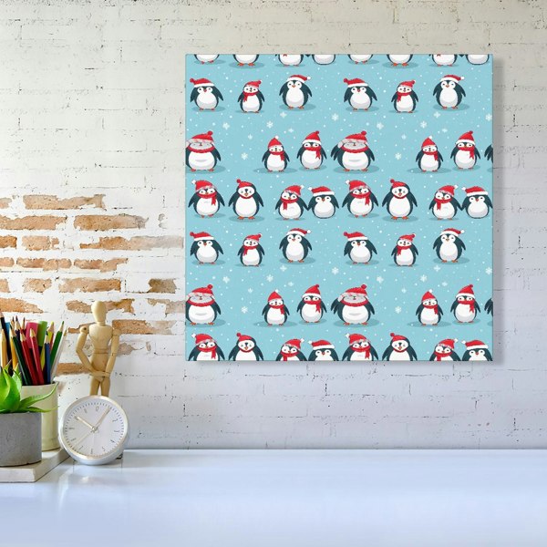 Warren Reed Adorable Santa Penguins Canvas