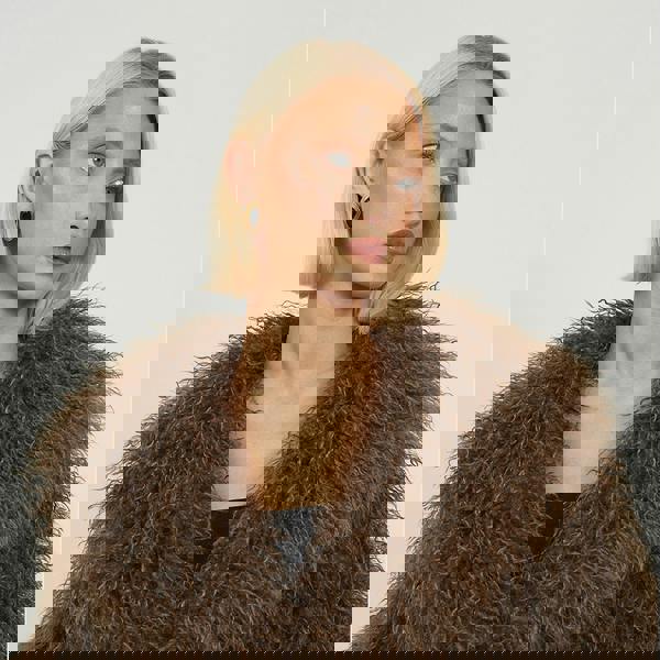 Brave Soul Brown Shawl Collar Faux Mongolian Fur Jacket - Brown Image 4