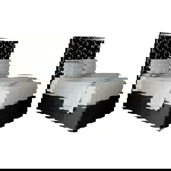 Casa Magna Tammy Upholstered Soft Velvet Metal Bed Frame - Black