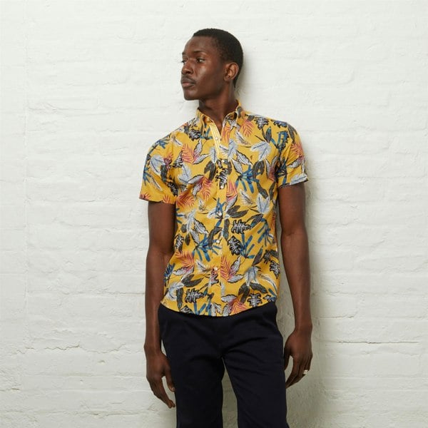Gabicci V54GW05 Mens Lagoon Short Sleeve Pattern Shirt Gabicci Vintage - PINEAPPLE