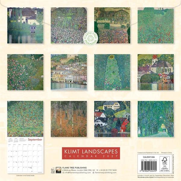 Gustav Klimt, Landscapes Calendar 2027, Wall Calendars, Month To View, Art, Gift