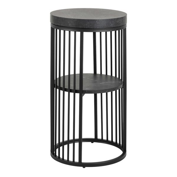 Furniture To Go Strington Round Bedside Table 1 Shelf in Matt Black