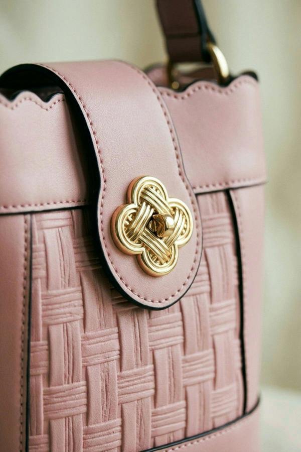 Cordelia Woven Panel Shoulder Bag - Pink